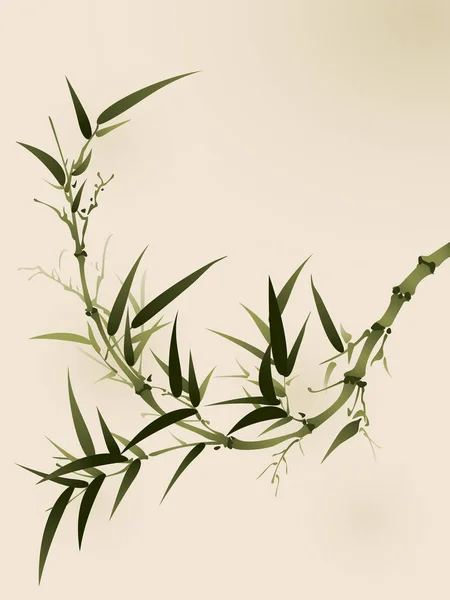 Árbol de bambú con hojas — Archivo Imágenes Vectoriales