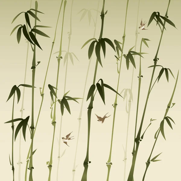 排竹树与燕子 — 图库矢量图片