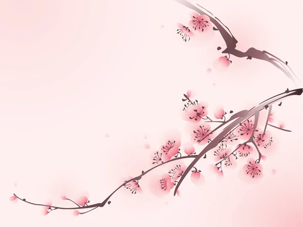 绽放的樱桃枝条 — 图库矢量图片