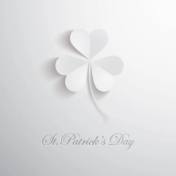 Greeting card with white paper clover — Stock Vector