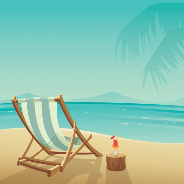 Cartão romântico com espreguiçadeira na praia — Vetor de Stock