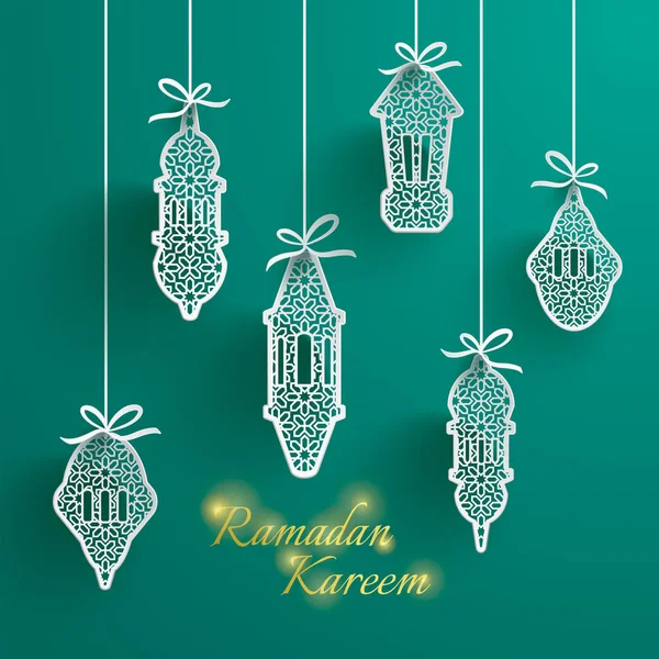 Carte de vœux Ramadan avec décoration islamique — Image vectorielle