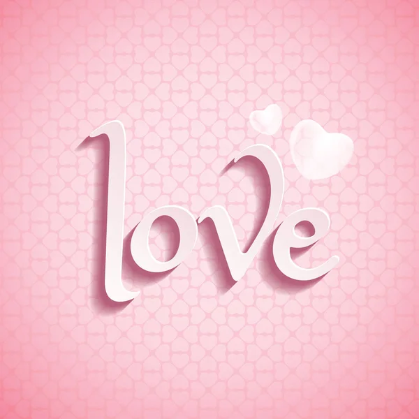 Greeting card with text love and hearts — Stock Vector