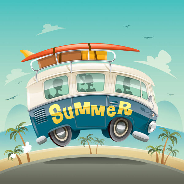 bus with tourists on road