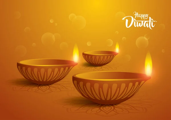 Lampes à huile diya indienne traditionnelle . — Image vectorielle