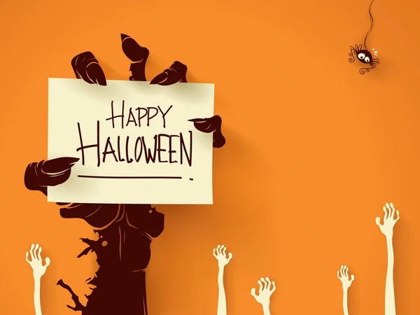 Halloween-kort med zombie hand — Stock vektor