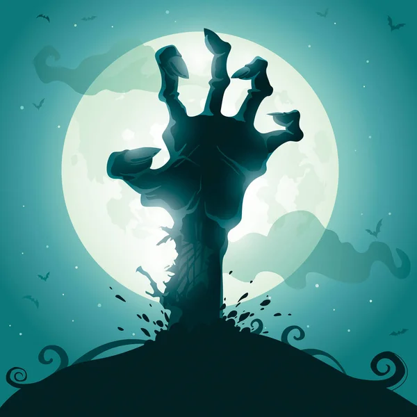 Carte Halloween avec main zombie — Image vectorielle