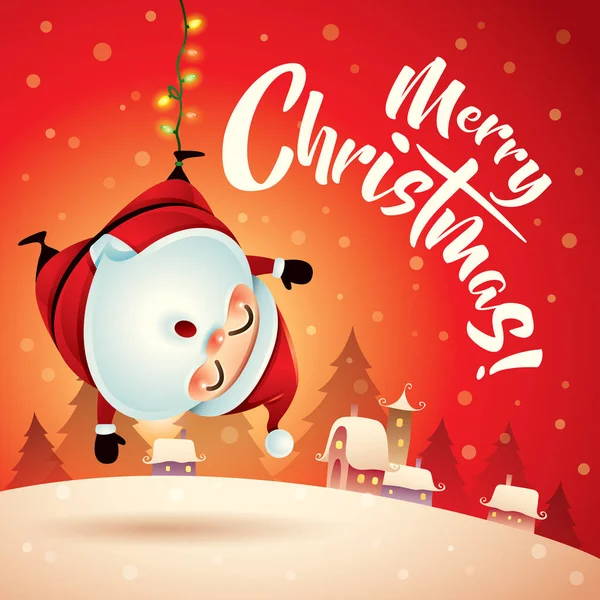 Санта-Клауса в різдвяні Сніжна сцена — стоковий вектор