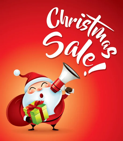 Papai Noel com megafone —  Vetores de Stock