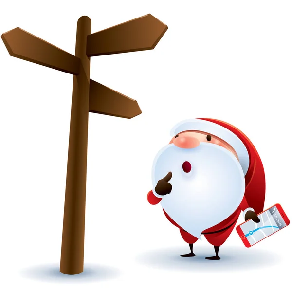 Babbo Natale trovare la posizione . — Vettoriale Stock