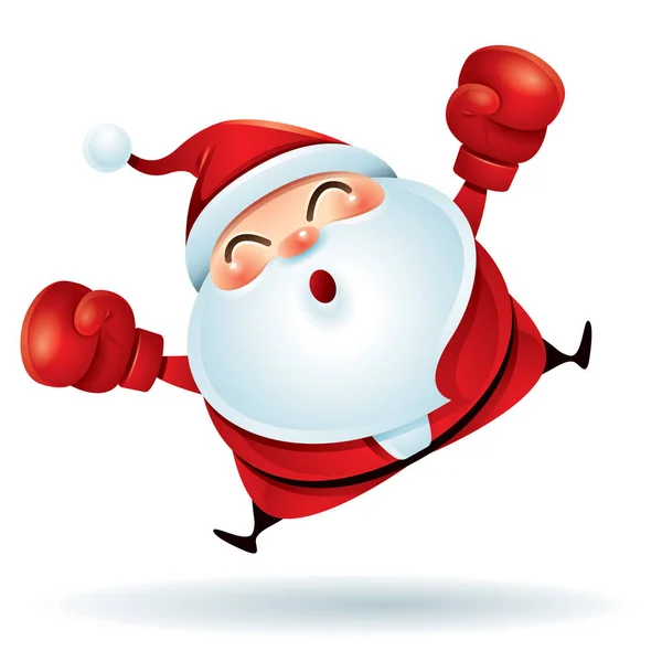 Jultomte med röda boxning handskar — Stock vektor