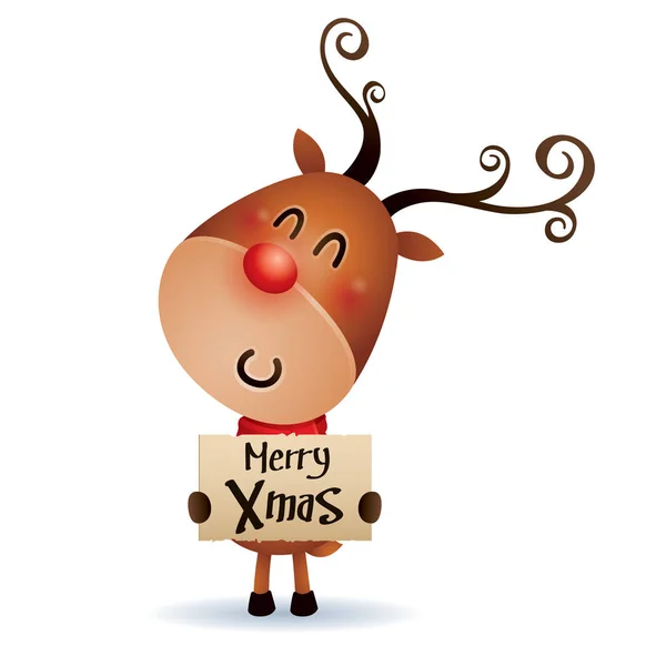 Red-nosed Reindeer hold banner — Stock Vector