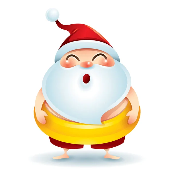 Babbo Natale con un anello di nuoto — Vettoriale Stock