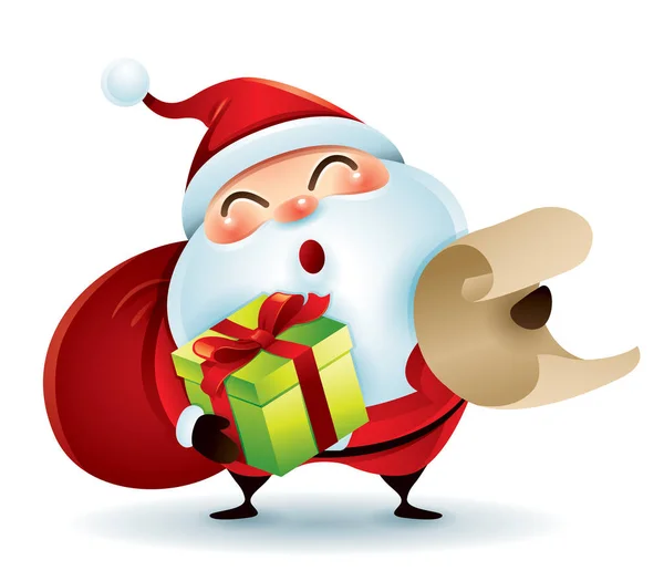 サンタ クロースがクリスマス プレゼントを与える — ストックベクタ