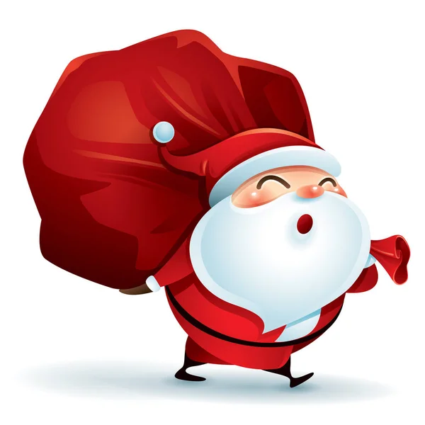 Santa Claus carrying sack — Stok Vektör