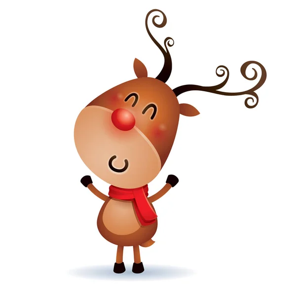 The Red-nosed Reindeer jumping up — Stock Vector