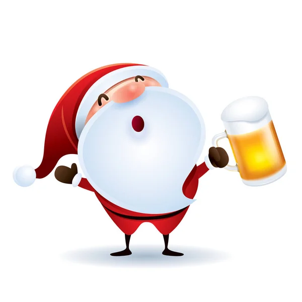 Papai Noel com cerveja —  Vetores de Stock