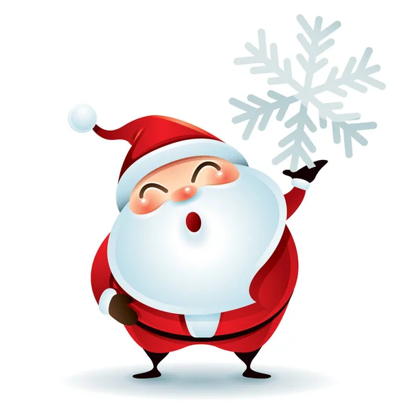 Santa Claus houden een sneeuwvlok — Stockvector