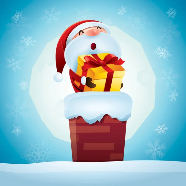Santa Claus in Kerstmis sneeuwtafereel — Stockvector