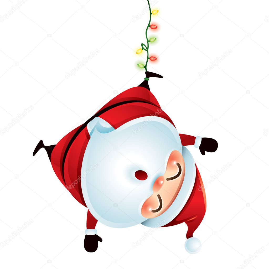 Papá Noel colgando boca abajo — Vector de stock © ori-artiste #147583511