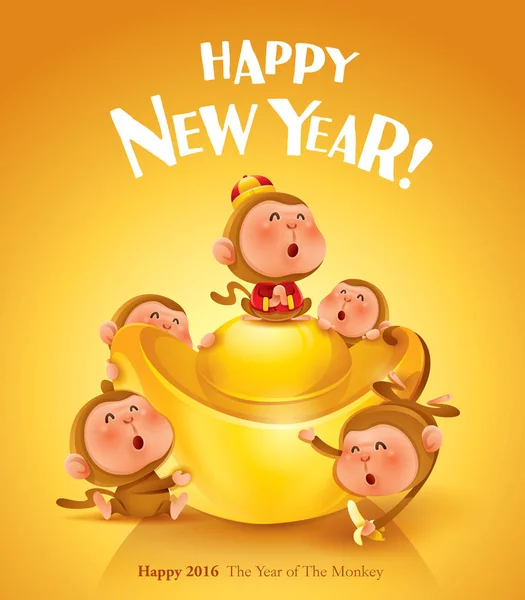 Happy New Year! The year of the monkey — Stock Vector