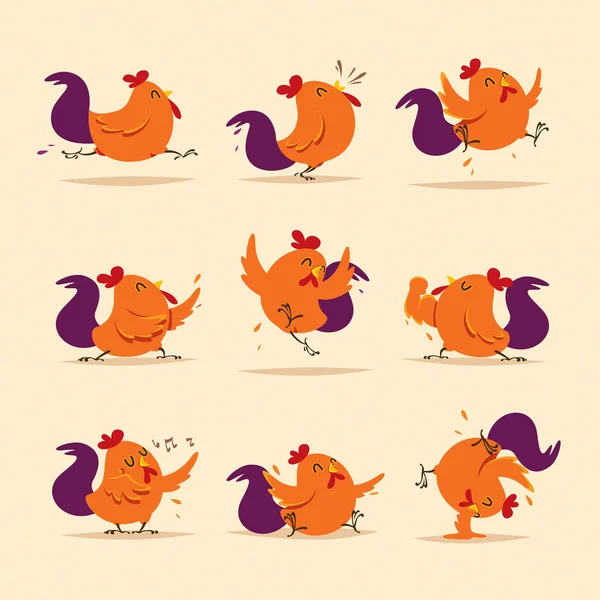 Dibujos animados divertido gallo — Vector de stock