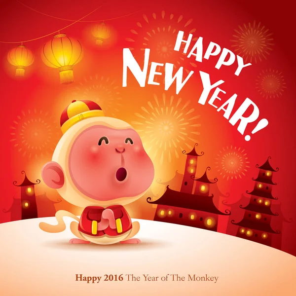 Boldog kínai új év, a majom — Stock Vector