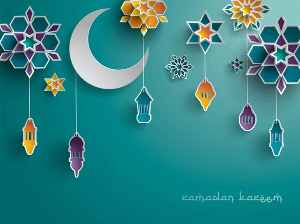 Tarjeta de felicitación gráfica de papel Ramadán . — Archivo Imágenes Vectoriales