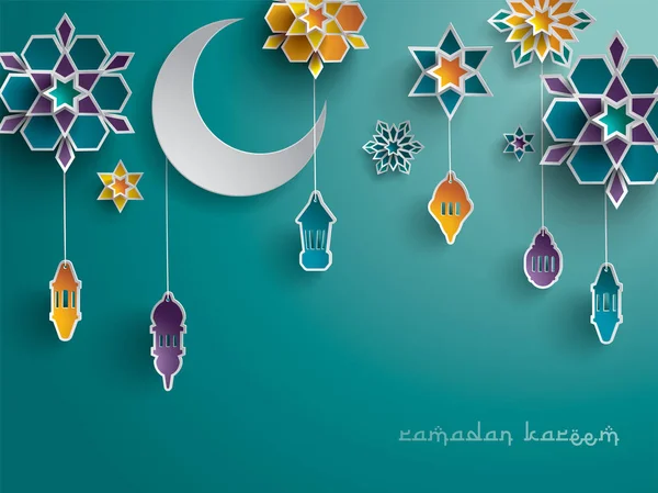 Carte de voeux graphique Ramadan en papier . — Image vectorielle