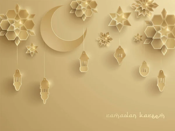 Carte de voeux graphique Ramadan en papier . — Image vectorielle