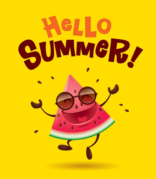 Watermeloen karakter met armen wijd open. — Stockvector