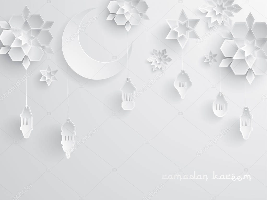 Ramadan paper graphic greeting card.