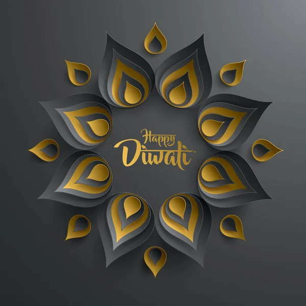 Mutlu Diwali kağıt grafik — Stok Vektör