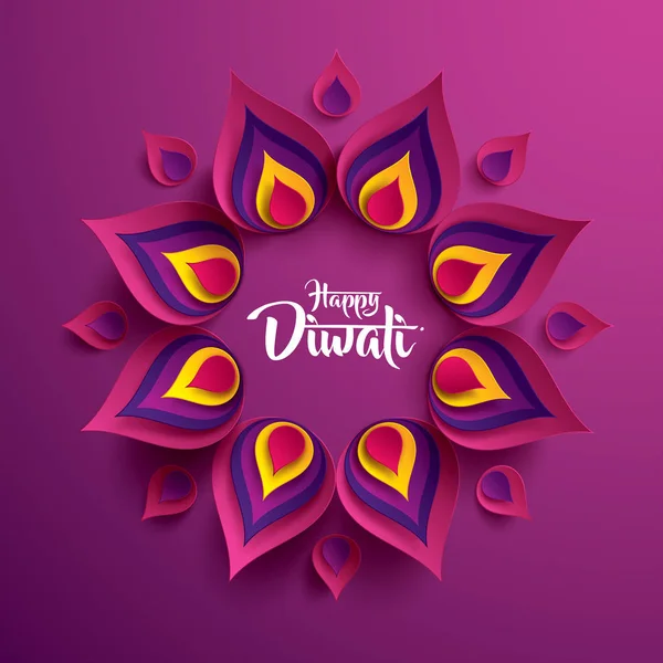 Happy Diwali Paper Graphic — Stock Vector