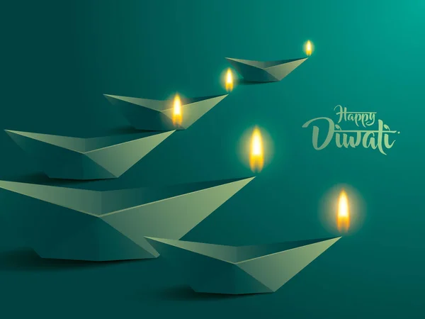 Mutlu Diwali kağıt grafik — Stok Vektör