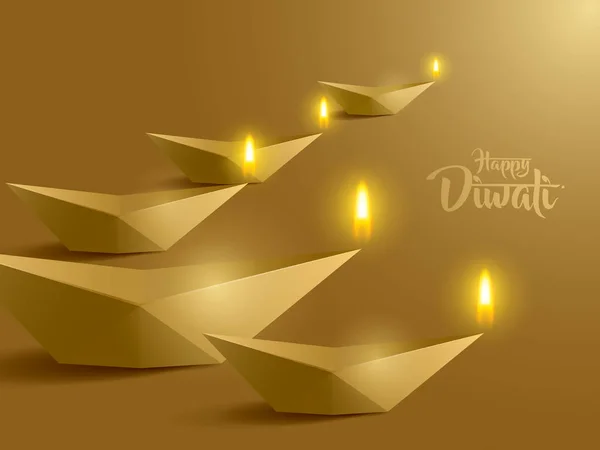 Happy Diwali Paper Graphic — Stock Vector