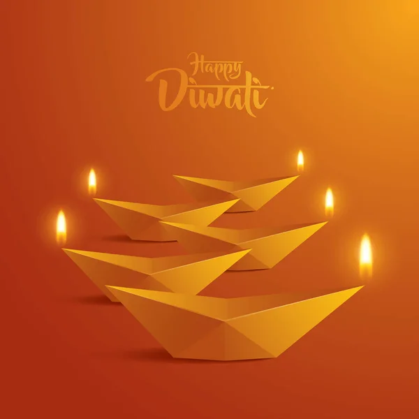 Mutlu Diwali kağıt grafik — Stok Vektör