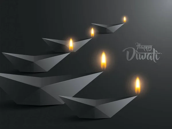 Mutlu Diwali kağıt grafik — Stok Vektör
