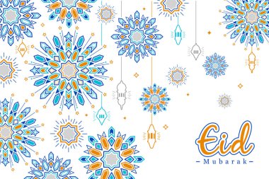 Arap geometrik sanatının doğrusal sanatı. İslami dekorasyon. Bayram Mübarek - Hayırlı Ramazanlar.