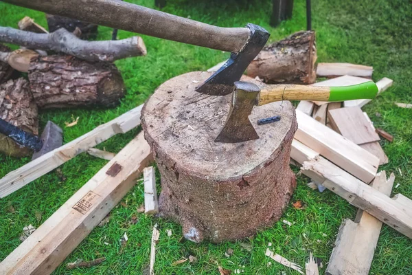 Két tengely-egy fából készült blokk — Stock Fotó