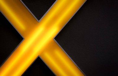 Sarı soyut arka ışıklı çapraz bir otel siyah duvar