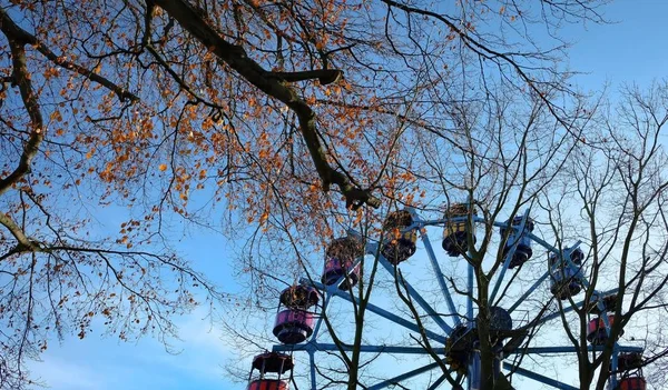 Terkedilmiş bir tema parkı roller coaster binmek — Stok fotoğraf