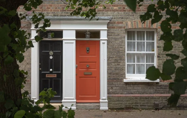 Frontdoor of english mansion in london great brittain