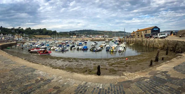 Bateaux Locaux Sur Zone Intertidale Sablonneuse Marée Basse Legis Ryme — Photo