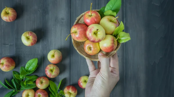 Menschliche Hand, die Apfel hält — Stockfoto