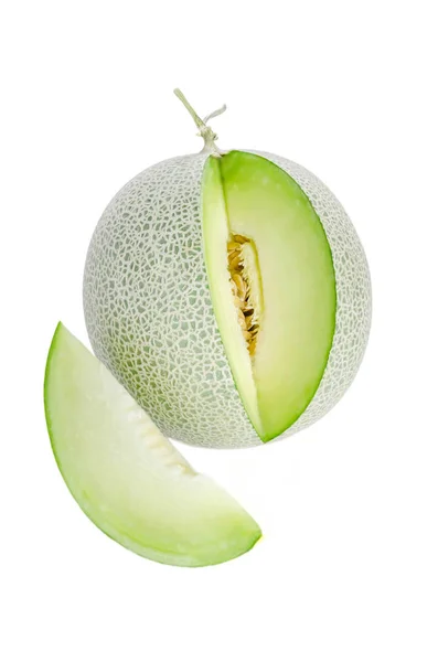 Green melon on white — Stock Photo, Image