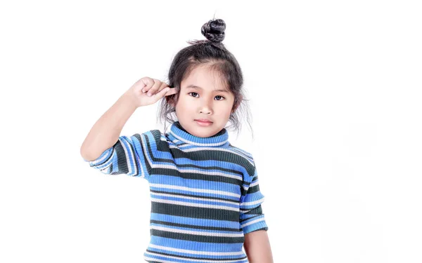 Retrato Asiático Niña Sobre Blanco Fondo — Foto de Stock