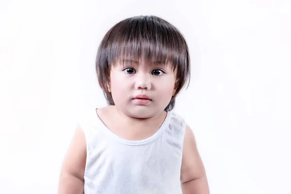 Porträt Eines Kleinen Asiatischen Jungen Auf Weißem Hintergrund — Stockfoto