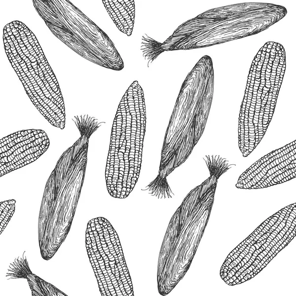 Naadloze patroon ontwerp of achtergrond met maïs. — Stockvector