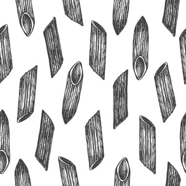 Dikişsiz desen tasarım veya arka plan ile makarna penne rigate.